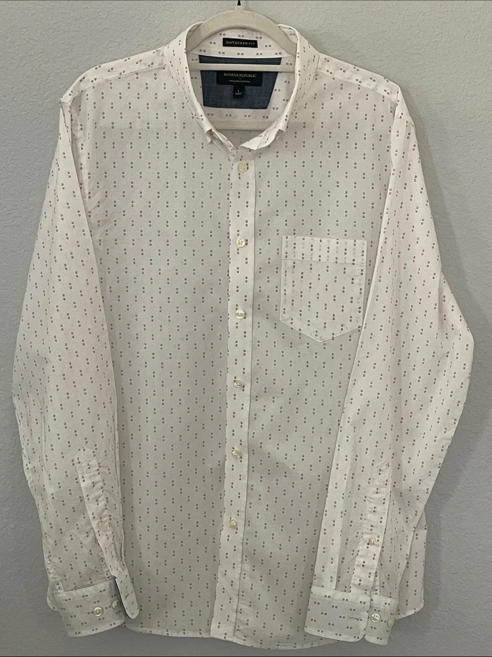 Banana Republic Untucked Fit Organic Cotton Shirt L Geometric Button Down